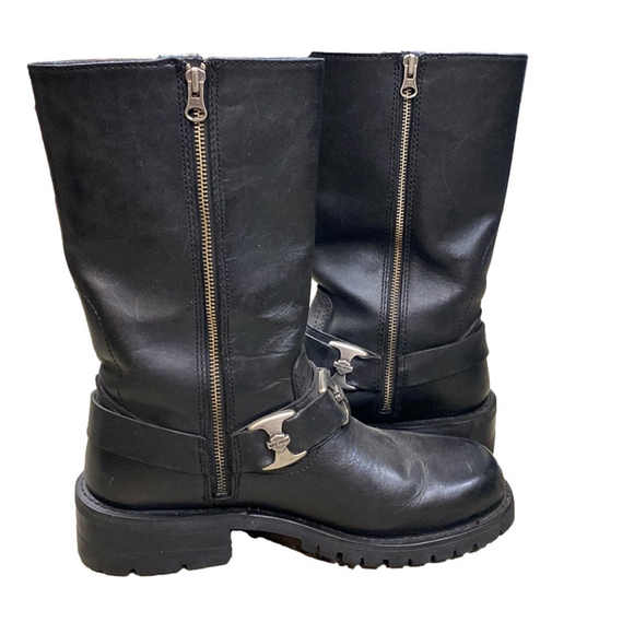 Harley Davidson Black Women’s Moto Leather Boots | Size 9.5 Great Condition - Picture 3 of 10